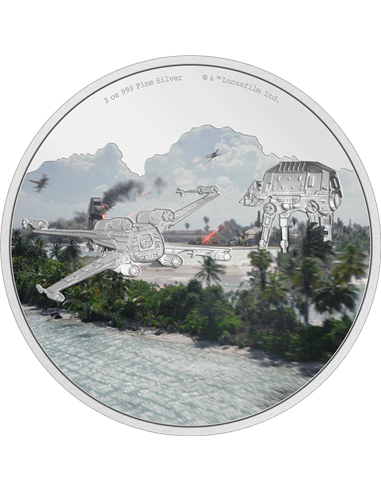 STAR WARS Battle Scenes Scarif 3 Oz Silver Coin 10$ Niue 2022