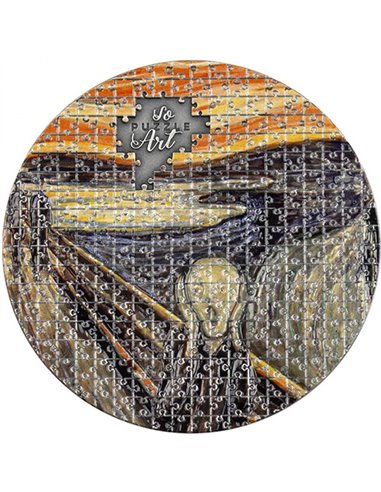 DER SCHREI von Edvard Munch So Puzzle Art 3 Oz Silbermünze 3000 Francs Kamerun 2022