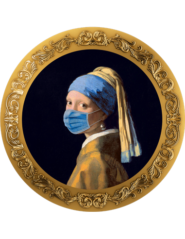 GIRL WITH A PEARL EARRING Lockdown Art Vermeer 1 Oz Silver Coin 5000 Francs Chad 2023