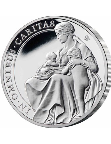 БЛАГОТВОРИТЕЛЬНОСТЬ The Queen's Virtues 1 Oz Серебряная монета 1 фунт Святой Елены 2022