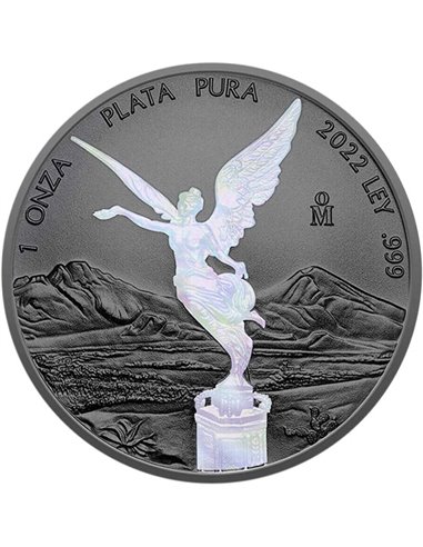 BLACK HOLOGRAPHIC EDITION Rutenio Libertad 1 Oz Moneda Plata Mexico 2022
