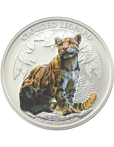 CLOUDED LEOPARD Coloreada 1 Oz Moneda Plata 3000 Riels Camboya 2023