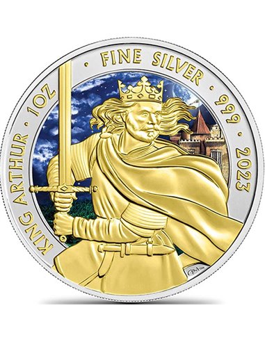 KING ARTHUR Rise of Legends 1 Oz Moneda Plata 2£ Reino Unido 2023