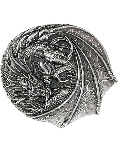 Старинная серебряная монета WELSH RED DRAGON Dragons of the World 1 унция 1$ Ниуэ 2022
