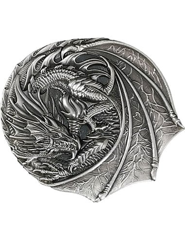 WELSH RED DRAGON Dragons of the World Antique 1 Oz Silver Coin 1$ Niue 2022
