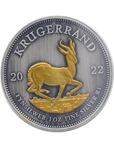 KRUGERRAND Złoty skarb 1 uncja srebrna moneta 1 rand Republika Południowej Afryki 2022