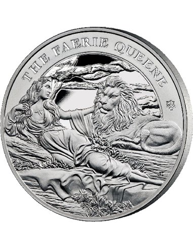 THE FAERIE QUEENE Una & the Lion 5 Oz Moneda Plata Proof 5 Libra Santa Helena 2023