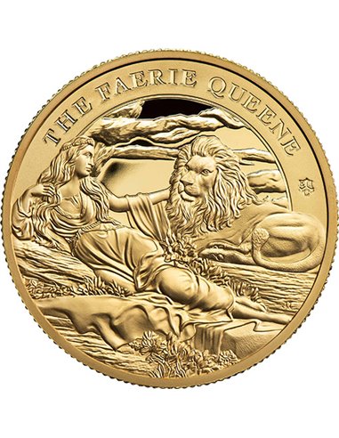 THE FAERIE QUEENE Una & the Lion 1 Oz Moneda Gold Proof 5 Pound St Helena 2023