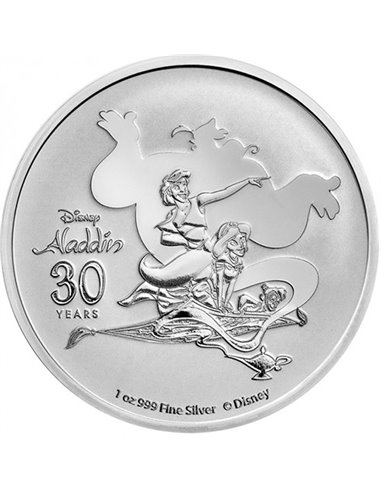 ALADDIN Disney 30. Jahrestag 1 Oz Silbermünze 2$ Niue 2022