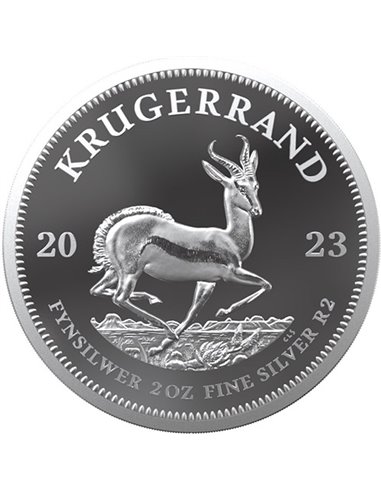 KRUGERRAND 2 Oz Moneta Argento 2 Rand Sudafrica 2023