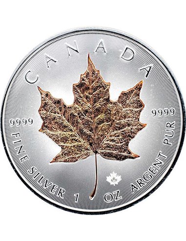 ROSEGOLD GILDED Maple Leaf 1 Oz Серебряная монета 5$ Канада 2022