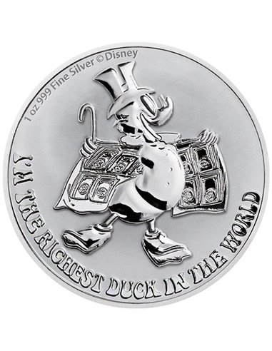 SCROOGE MCDUCK 75th Anniversary 1 Oz Silver Coin 2$ Niue 2022