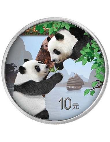 CHINA PANDA Moneda Plata Coloreada 10 Yuan China 2023