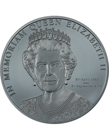 IN MEMORIAM QUEEN ELIZABETH II Black Proof 1 Oz Moneta Argento 5$ Cook Islands 2022
