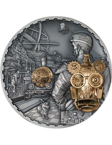 JET PACK Steampunk 1 Kg Kilo Edition Silbermünze 100$ Cookinseln 2023