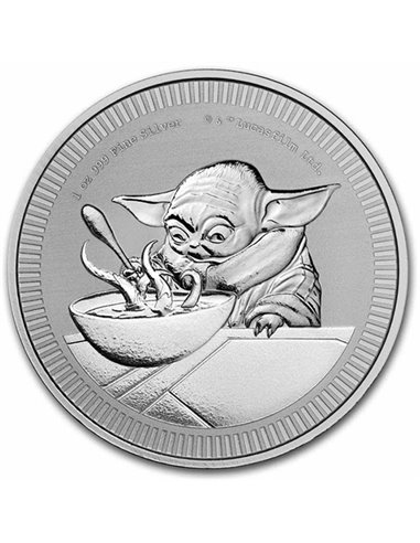 BABY YODA Star Wars 1 Oz Moneda Plata 2$ Niue 2022