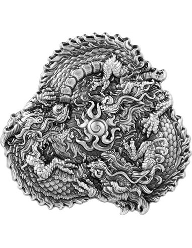 TRIPLE INFINITY DRAGONS 3 Oz Silver Coin 15000 Francs Chad 2023