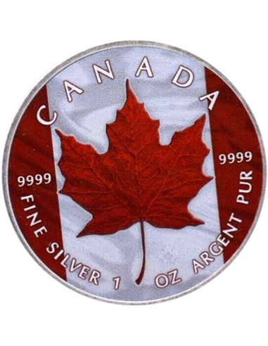MAPLE LEAF Edición Bandera 1 Oz Moneda Plata 5$ Canada 2022