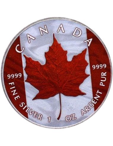 MAPLE LEAF Flag Edition 1 Oz Silbermünze 5$ Kanada 2022