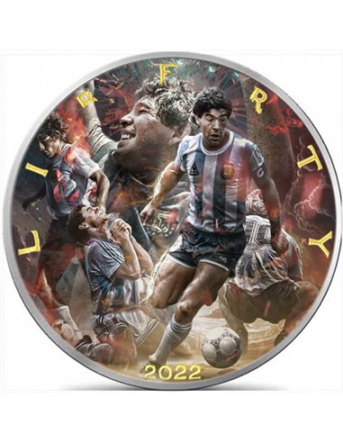 MARADONA Legend of Football 1 Oz Серебряная монета 1$ США 2023