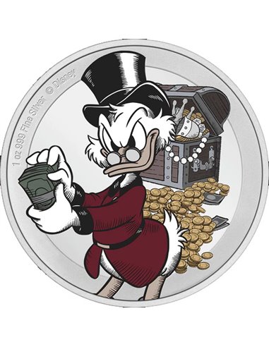 SCROOGE MCDUCK Disney 75. rocznica srebrna moneta próbna 1 Oz 2 $ Nowość 2022