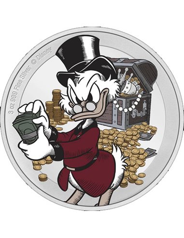 SCROOGE MCDUCK Disney 75. rocznica Srebrna moneta próbna 3 Oz 2 $ Nowość 2022