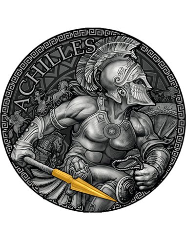 ACHILLES Große griechische Mythologie 2 Oz Silbermünze 2000 Franken Kamerun 2023