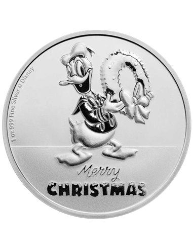 DONALD DUCK Natale 1 Oz Moneta Argento 2$ Niue 2022