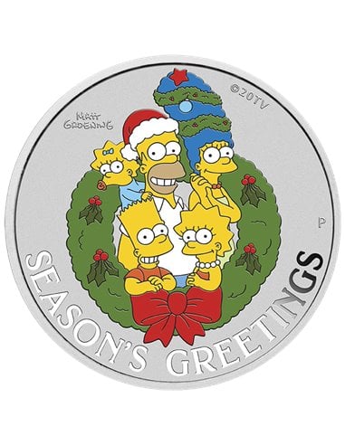 THE SIMPSONS Season's Greetings 1 Oz Silver Coin 1$ Tuvalu 2022