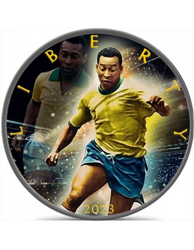 PELE Pelè Edson Arantes do Nasciment Legends of Football 1 Oz Серебряная монета 1$ США 2022