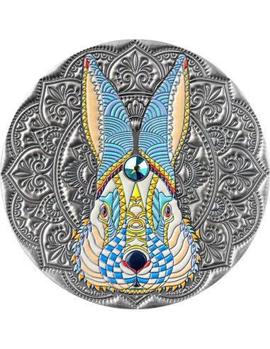 CONIGLIO Mandala Art 2 Oz Moneta Argento 5$ Niue 2023
