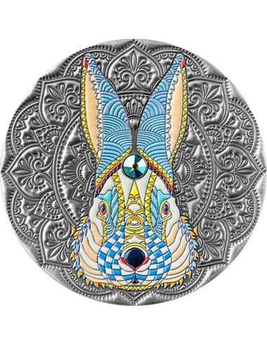 KANINCHEN Mandala Art 2 Oz Silbermünze 5$ Niue 2023