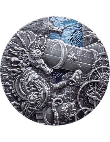 CRÉATURES MÉCANIQUES Under The Ocean 3 Oz Silver Coin 15000 Francs Tchad 2023