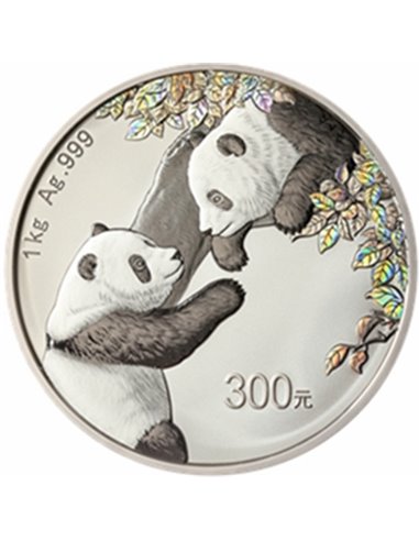 CHINE PANDA Couleur 1 Kilo Argent Belle Epreuve Pièce 300 Yuan Chine 2023