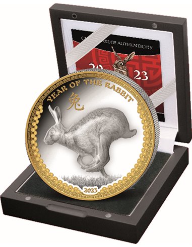 YEAR OF THE RABBIT Premium 1 Oz Silver Proof Coin 5$ Palau 2023