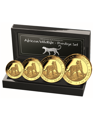 LEOPARDO PRESTIGE SET 1/10 oz 1/4 oz 1/2 oz 1 oz Moneta Oro Proof Somalia 2022