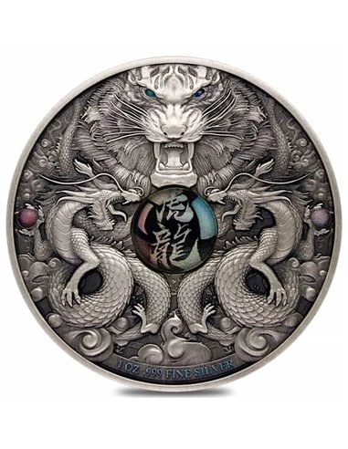 DRAGON AND TIGER 1 Oz Silver Coin 5000 Francs Chad 2022