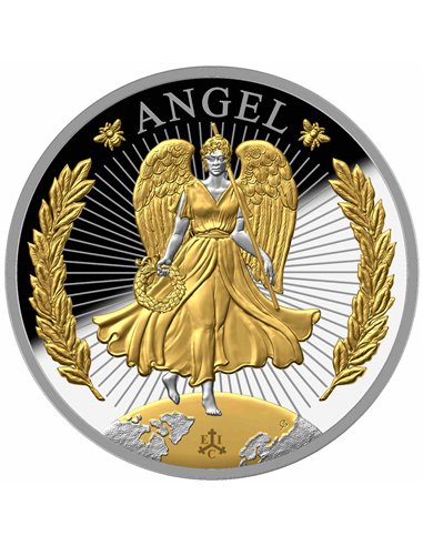 LUCKY ANGEL Gold Gild Proof 1 Oz Silver Coin £1 Saint Helena 2023