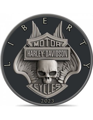 HARLEY DAVIDSON Ruthenium Walking Liberty 1 Oz Silver Coin 1$ USA 2023