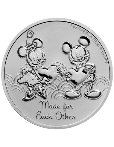MICKEY & MINNIE Valentine Day 1 Oz Silver Coin 2$ Niue 2023