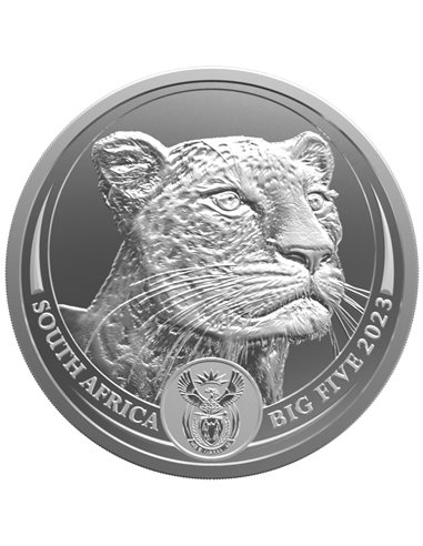 LEOPARD Big Five II Серебряная монета 1 унция 5 рандов ЮАР 2023