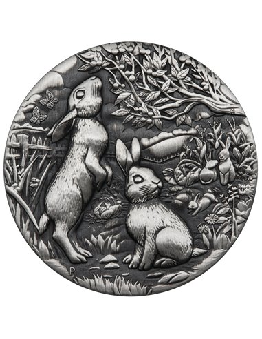 RABBIT Lunar Year Series III Antiqued 2 Oz Silver Coin 2$ Australia 2023