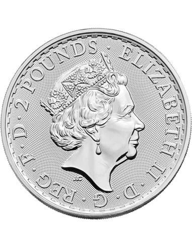 BRITANNIA Królowa Elżbieta II 1 Oz Srebrna Moneta 2 £ Wielka Brytania 2023