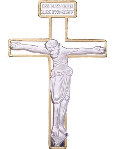 BERNWARDS CROSS Shaped Crucifix 1 Oz Silbermünze 2000 Francs Kamerun 2022