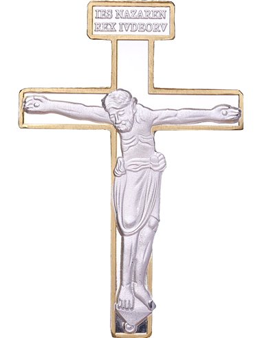 BERNWARDS CROSS Shaped Crucifix 1 Oz Серебряная монета 2000 франков Камерун 2022