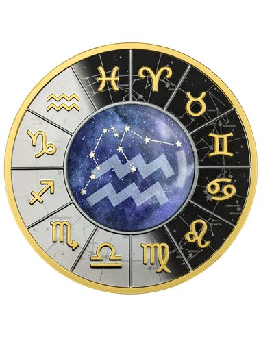 AQUARIUS Symbolic Power of Astrology Silver Coin 500 Francs Cameroon 2023