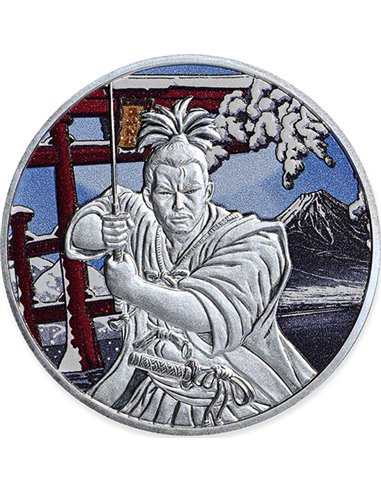 SAMURAJ Starożytni wojownicy Koloryzowana srebrna moneta 1 Oz 50c Fidżi 2022