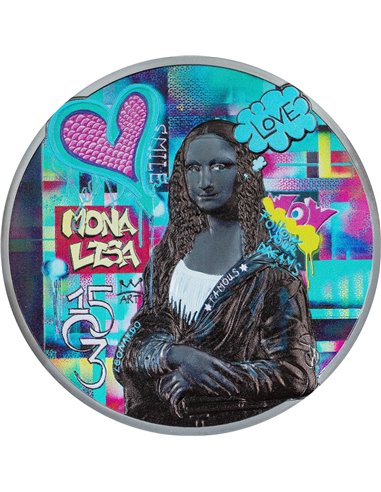MONA LISA Graffiti Art 3 Oz Silver Coin 20$ Cook Islands 2023