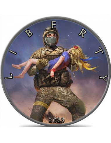UKRAINA HEROS Eagle Walking Liberty 1 Uncja Srebrna Moneta 1$ USA 2023