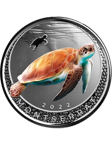 MONTSERRAT SEA TURTLE Coloreada 1 Oz Moneda Plata 5$ ECCB 2022